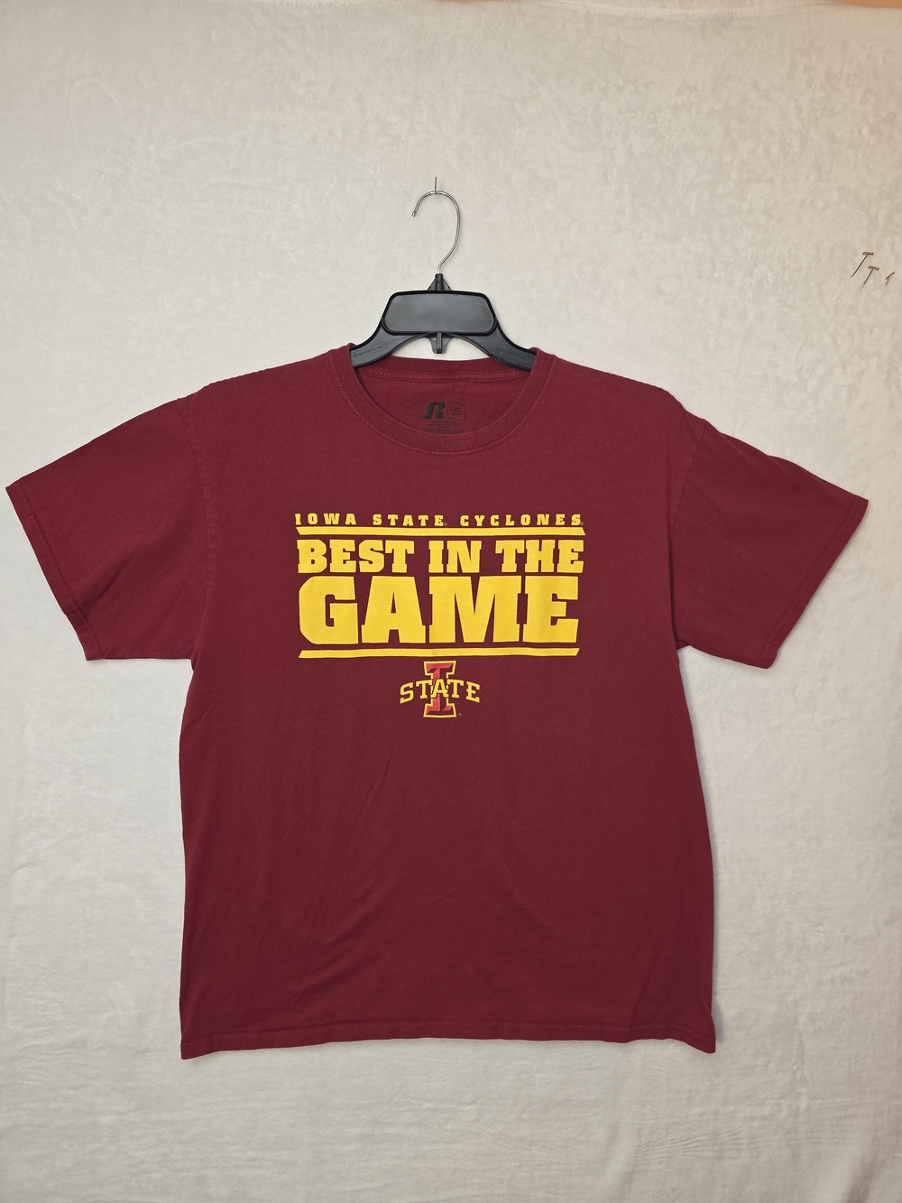 Iowa State "Best In Game" Russell Athletic Maroon T-Shirt with Yellow Graphics
